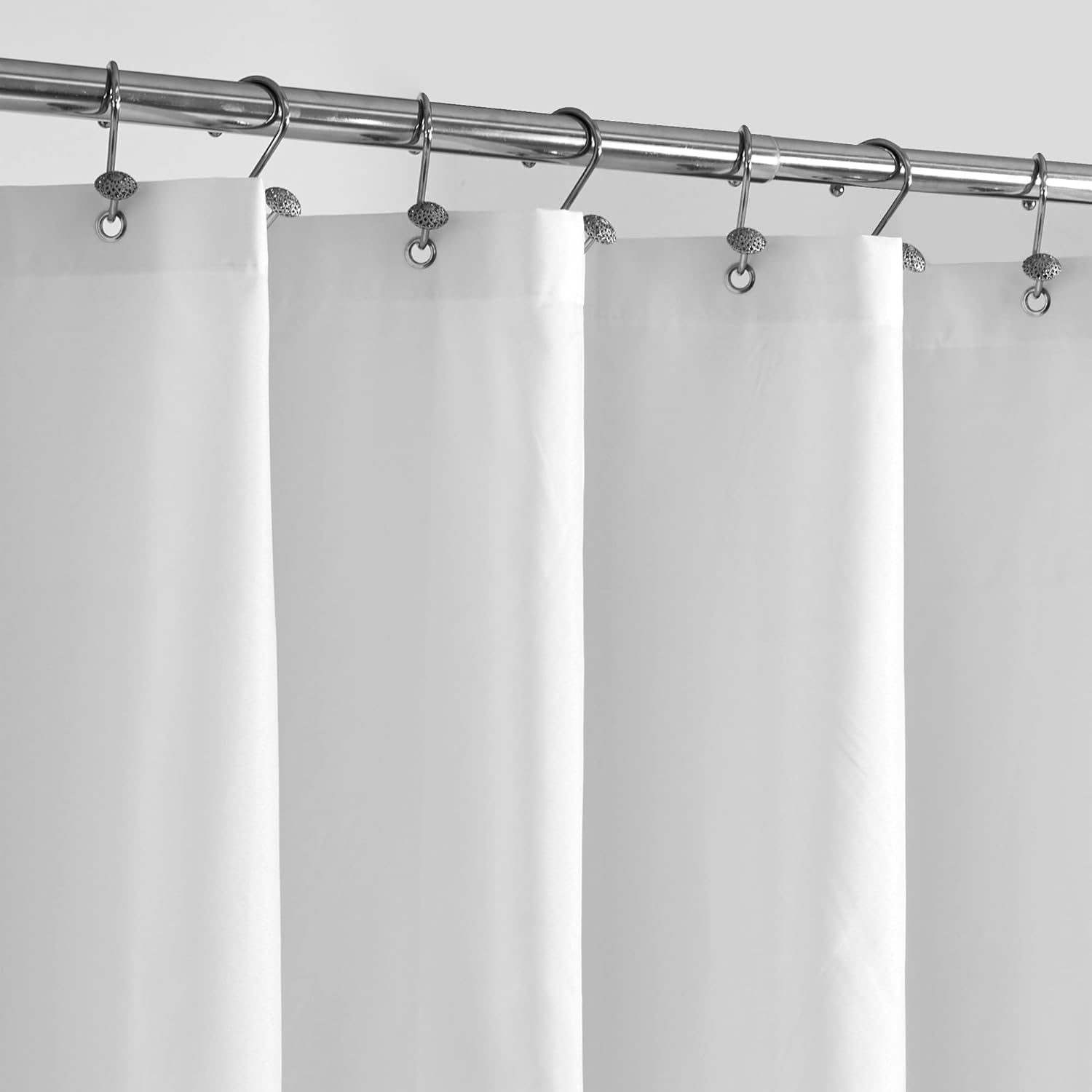 Forro de cortina de chuveiro de tecido impermeável com 3 ímãs - Forro de chuveiro de tecido macio de qualidade de hotel, leve e lavável à máquina - Tamanho padrão 72x72, branco 