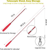 Cat Toys , Interactive Cat Toy 2PCS Retractable Wand Toy and 9PCS Feather Toys Refills, Funny Kitten Toys Cat Fishing Pole Toy for Bored Indoor Cats Chase and Exercise