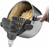 Strain Pot & Pasta Strainer - Adjustable Silicone Clip On Strainer for Pots, Pans, & Bowls- Kitchen Gadgets, Noodle, Food, Gifts for Women, Gray