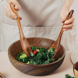 Salad Servers, Salad Tongs for Serving, 10.2 inches Acacia Wood Serving Utensils Set Salad Mixing Dinner Fork and Spoon Long Handle Salad Server Set Kitchen Cooking Utensil