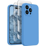 Soft Phone Case for 15 Pro, Silicone Upgraded [Camera Protection] Phone Case with [2 Screen Protectors], Soft Anti-Scratch Microfiber Lining Inside