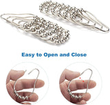 Shower Curtain Hooks, Decorative Rust Proof Stainless Steel Shower Curtain Hooks for Bathroom Shower Rods Set of 12, Polished Nickel