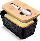 Large Butter Dish with Lid for Countertop Porcelain Butter Container,Double Silicone Seal Butter Dishes with Covers for West or East Coast Butter