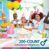 100PCS Flexible Plastic Straws, Colorful Disposable Bendy Party Fancy Straws12.8inch Extra Long Straws Party Decorations