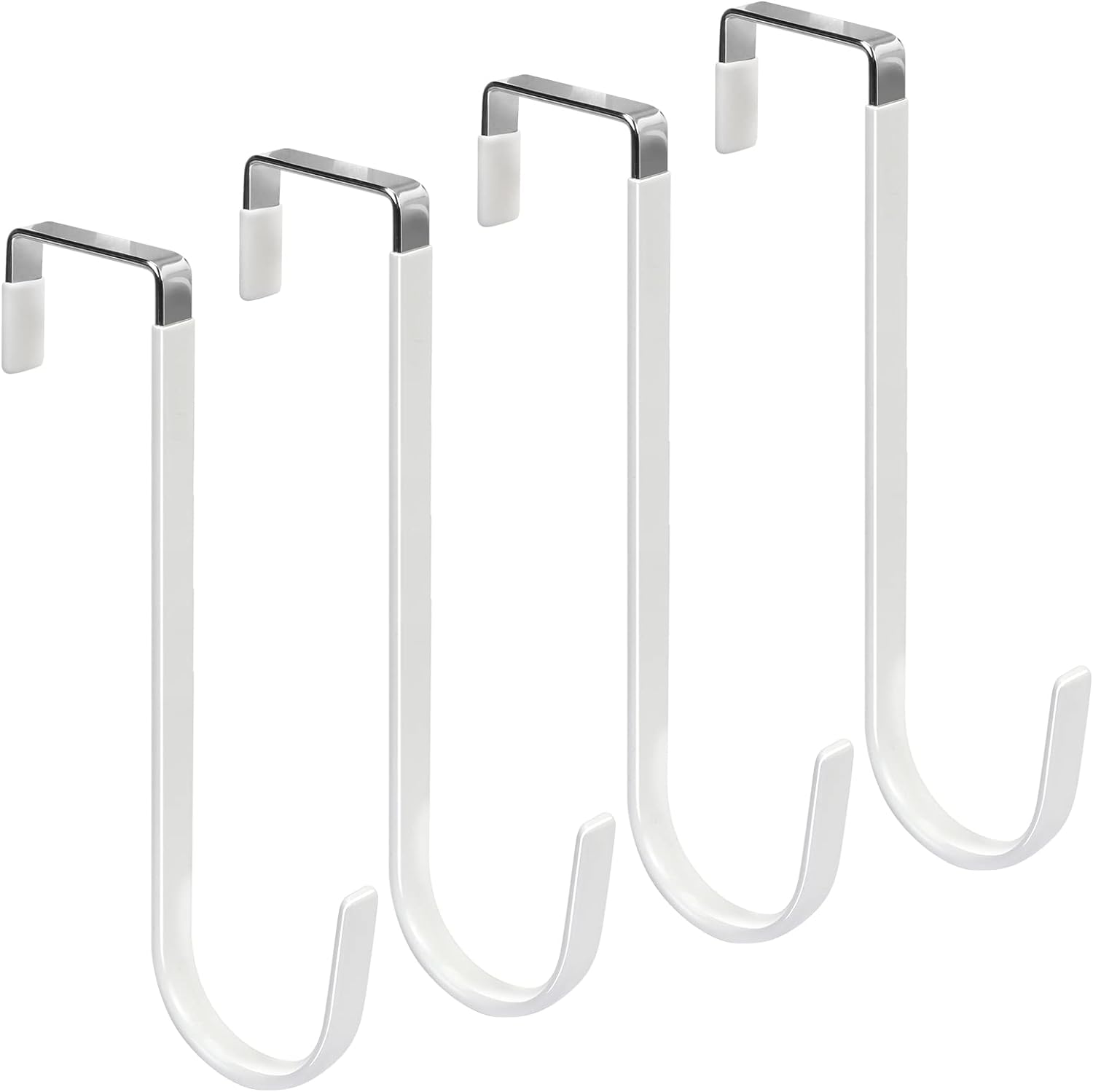 Ganchos para porta, pacote com 4 ganchos para cabides com borracha para evitar arranhões, organizador resistente para sala de estar, banheiro, quarto, cozinha, pendurar roupas, toalhas, chapéus, casacos, bolsas, branco 