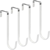 Ganchos para porta, pacote com 4 ganchos para cabides com borracha para evitar arranhões, organizador resistente para sala de estar, banheiro, quarto, cozinha, pendurar roupas, toalhas, chapéus, casacos, bolsas, branco 