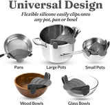 Pot Strainer & Pasta Strainer - Adjustable Silicone Clip On Strainer for Pots, Pans, & Bowls- Kitchen Gadgets, Noodle Strainer, Food Strainer, Kitchen Gifts for Women, Gray