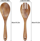 Salad Servers, Salad Tongs for Serving, 10.2 inches Acacia Wood Serving Utensils Set Salad Mixing Dinner Fork and Spoon Long Handle Salad Server Set Kitchen Cooking Utensil