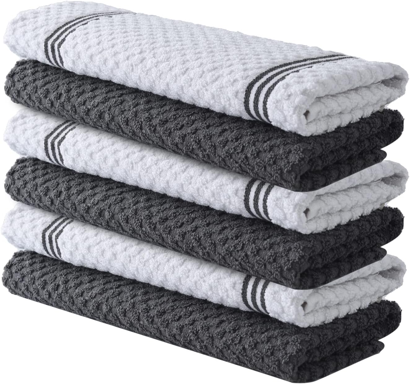 Premium Kitchen Towels – Pack of 6, Cotton 15x25 Inches Absorbent Dish Towels - Tea Towels- Terry Kitchen Dishcloth Towels- Grey Dish Cloth for Household Cleaning