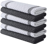 Premium Kitchen Towels – Pack of 6, Cotton 15x25 Inches Absorbent Dish Towels - Tea Towels- Terry Kitchen Dishcloth Towels- Grey Dish Cloth for Household Cleaning