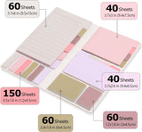Sticky Notes Set, Divider Sticky Notes 410 Packs Planner Sticky Note Dividers Tabs with Color Coding for School Supplies, Office Supplies, Book Notes