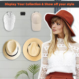 10 PCS Adhesive Hat Hooks for Wall, Strong Hold Hat Hangers, Minimalist Hat Rack Design, No Drilling, Hat Hooks for Baseball Caps, Hat Holder Organizer for Wall, Door, Closet, Office, Bedroom