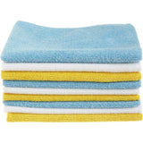 Microfiber Cleaning Cloth, Non-Abrasive, Reusable and Washable, Pack of 24, Blue/White/Yellow, 16" x 12"