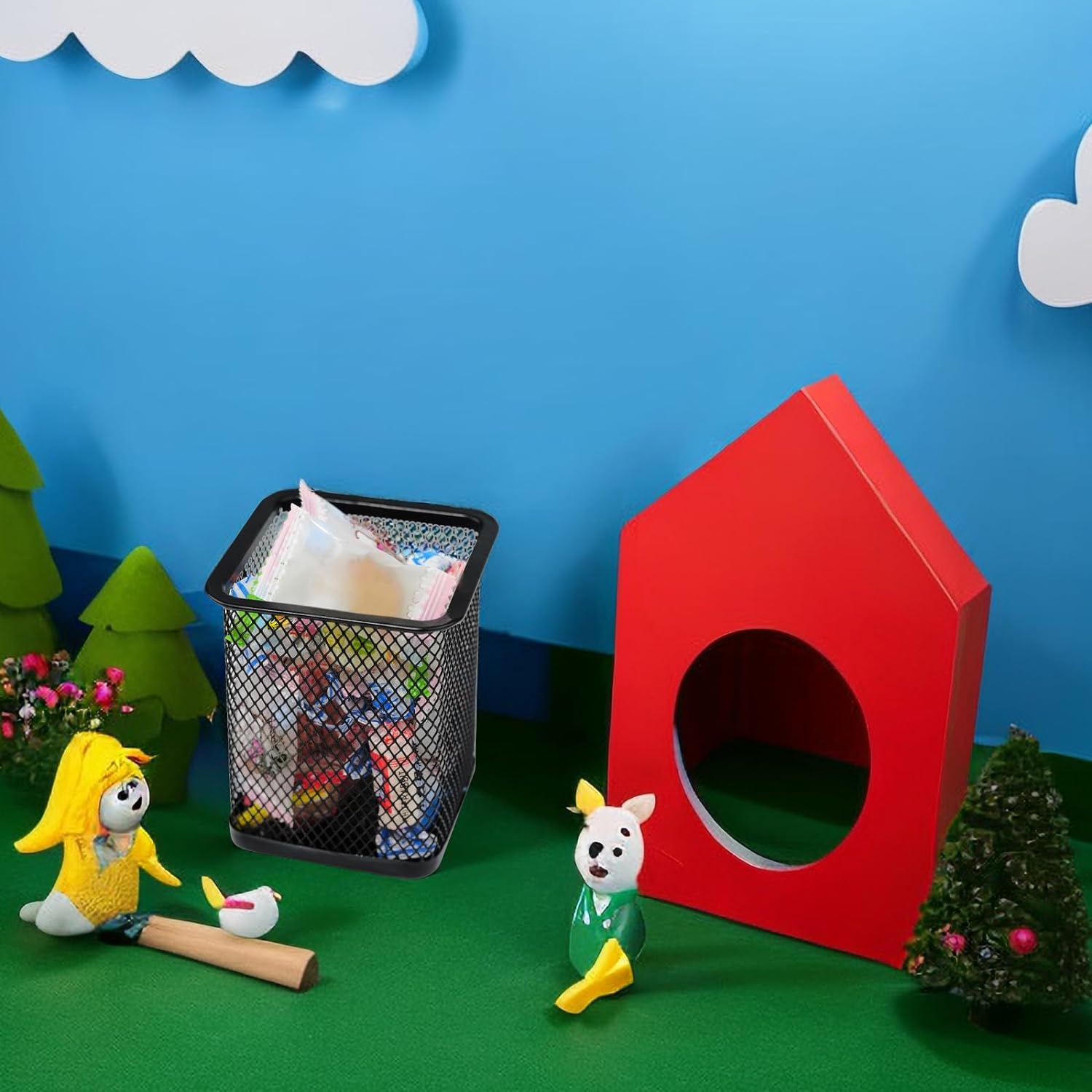 Porta-canetas para mesa, porta-lápis de malha de arame para organizador de mesa para material de escritório 