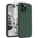 Soft Phone Case for 15 Pro, Silicone Upgraded [Camera Protection] Phone Case with [2 Screen Protectors], Soft Anti-Scratch Microfiber Lining Inside