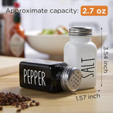 Salt and Pepper Shakers Set, Cute Glass Spice Shaker with Stainless Steel Lid, Black and White Kitchen Table Decor and Accessories for Counter, for Kitchen Wedding Gifts, 2.7oz Each