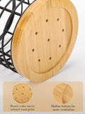 Suporte para utensílios de cozinha Suporte para utensílios grande com base de madeira e suporte de metal preto fosco, soluções de armazenamento para cozinha/armazenamento de itens pequenos 