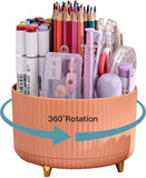 Porta-canetas para mesa, porta-lápis, 5 compartimentos, organizadores de mesa giratórios de 360° e acessórios, porta-canetas fofo para escritório, escola, casa, material de arte (branco) 