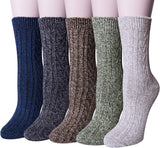 Pack of 5 Womens Winter Socks Warm Thick Knit Soft Vintage Casual Crew Socks Gifts