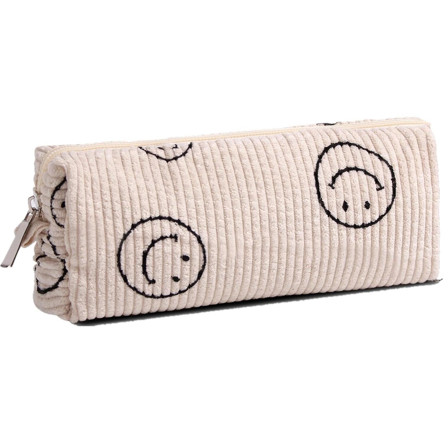 Smile Pencil Pen Case Office College School Large Storage High Capacity Bag Pouch Holder Box Organizer Makeup Pouch Bag Cosmetic Bag