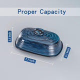 Porcelain Butter Dish with Lid, Covered Butter Container with Handle Design for Countertop, Blue