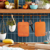 Ribbed Soft Silicone Pot Holder 2-Pack Set, Honey, 7"x9"