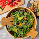 Salad Hands, Set of 2 Bamboo Wood Salad Servers, Great for Tossing and Serving Salad, Pasta and More