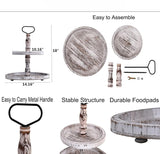 Bandeja em camadas Suporte para cupcakes Bandeja de 2 camadas Suporte para servir bolos Bandejas decorativas com alça, Suporte redondo rústico para cozinha, Bandejas de exposição de utensílios domésticos para festa 
