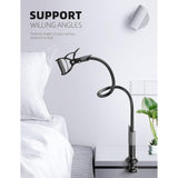Phone Holder Bed Gooseneck Mount - Cell Phone Clamp Clip for Desk, Flexible Lazy Long Arm Headboard Bedside, Overhead Mount Stand, Compatible with Phone 15 Pro Max/Plus XR X 8 7 6 Plus