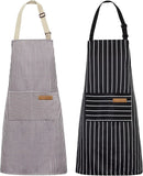 2 Pack Kitchen Cooking Aprons, Adjustable Bib Soft Chef Apron with 2 Pockets for Men Women