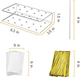 Suporte de acrílico para bolo pop 2 peças, 100 peças, palitos de pirulito, sacos transparentes para guloseimas e 100 peças, laços dourados metálicos para fazer doces, ferramentas para bolo pop 