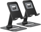 2 Pack Dual Folding Cell Phone Stand, Fully Adjustable Phone Holder for Desk, Compatible with Phone 15 14 13 12 11, All Phones, Black & Rose Gold