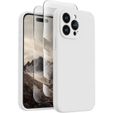 Soft Phone Case for 15 Pro, Silicone Upgraded [Camera Protection] Phone Case with [2 Screen Protectors], Soft Anti-Scratch Microfiber Lining Inside