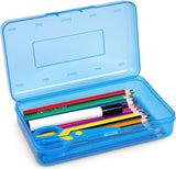 Plastic Pencil Case Box with Lid Snap Closure, Large Capacity School Supplies Storage Organizer Box for s (1)