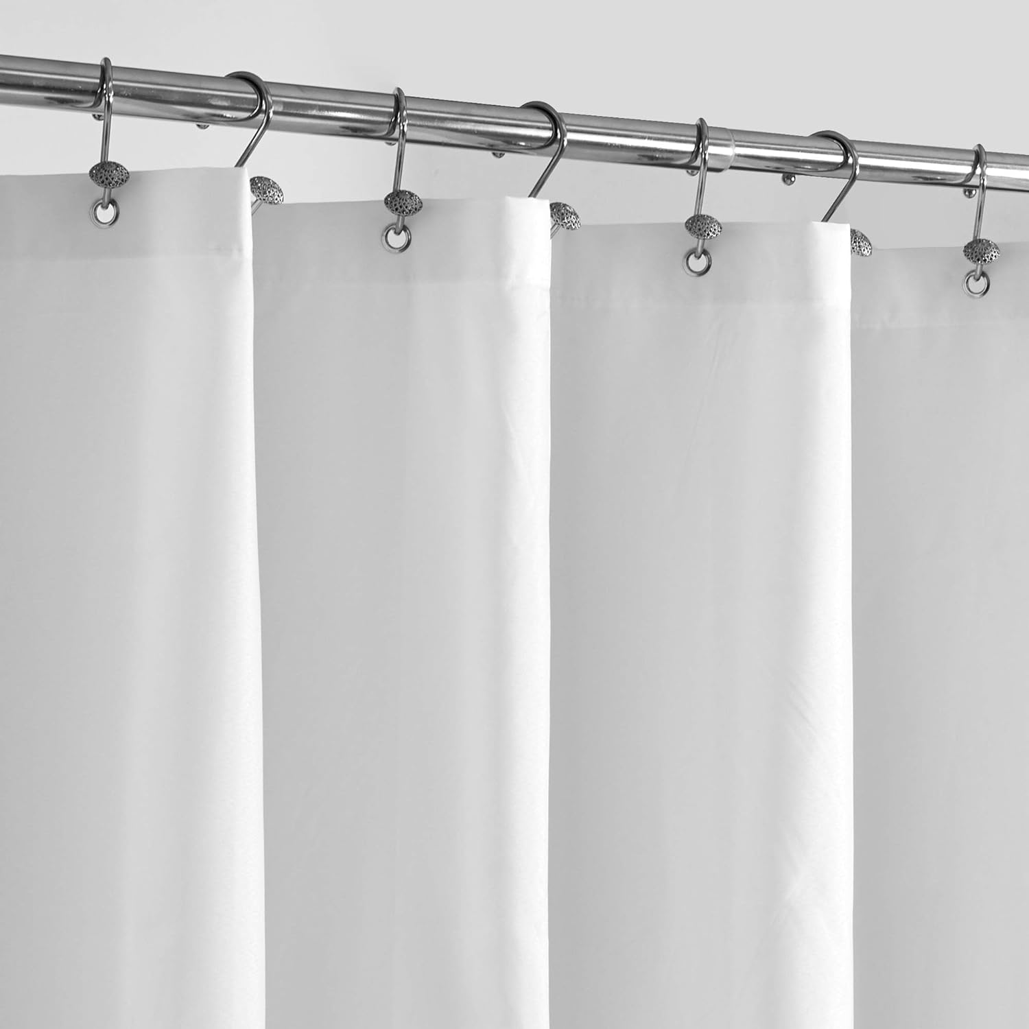 Forro de cortina de chuveiro de tecido impermeável com 3 ímãs - Forro de chuveiro de tecido macio de qualidade de hotel, leve e lavável à máquina - Tamanho padrão 72x72, branco 