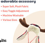 Chapéu para animais de estimação | Antler Buffalo Check (grande) | Acessório festivo de Natal para cães/gatos | Chapéu para animais de estimação de Natal | Alças deslizantes SnugFit para ajuste 