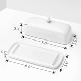 Porcelain Butter Dish - Clean Table Design - Ceramic Butter Dishes with Lid for Countertop with Raised Non-Slip Strip - Holds 1 Standard Butter Stick - Easy to Clean & Dishwasher Safe. White