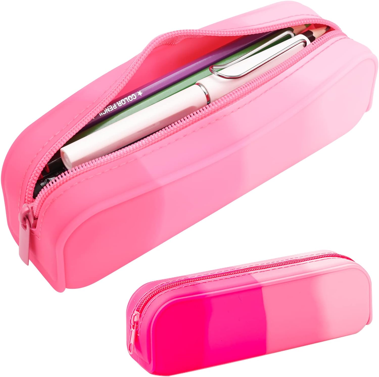 Estojo para lápis, bolsa de silicone colorida à prova d'água para lápis, estética, leve e portátil, bolsa para caneta, material de escritório pequeno e elegante para adultos, mulheres e homens (azul) 