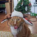 Chapéu para animais de estimação | Antler Buffalo Check (grande) | Acessório festivo de Natal para cães/gatos | Chapéu para animais de estimação de Natal | Alças deslizantes SnugFit para ajuste 