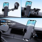 Phone Mount for Car Phone Holder [Military-Grade Suction & Stable Clip] Car Phone Holder Mount Windshield Dashboard Air Vent Universal Automobile Mount Fit for All Android Smartphones