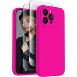 Soft Phone Case for 15 Pro, Silicone Upgraded [Camera Protection] Phone Case with [2 Screen Protectors], Soft Anti-Scratch Microfiber Lining Inside