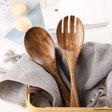 Salad Servers, Salad Tongs for Serving, 10.2 inches Acacia Wood Serving Utensils Set Salad Mixing Dinner Fork and Spoon Long Handle Salad Server Set Kitchen Cooking Utensil