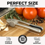 Premium Garlic Press with Soft Easy-Squeeze Ergonomic Handle, Sturdy Design Extracts More Garlic Paste Per Clove, Garlic Crusher for Nuts & Seeds, Professional Garlic Mincer & Ginger Press
