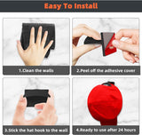 10 PCS Adhesive Hat Hooks for Wall, Strong Hold Hat Hangers, Minimalist Hat Rack Design, No Drilling, Hat Hooks for Baseball Caps, Hat Holder Organizer for Wall, Door, Closet, Office, Bedroom