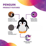 Silent Penguin Silent Squeak Plush Dog Toy, Chew Guard Technology - Black/White, Medium