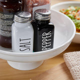 Salt and Pepper Shakers Set, Cute Glass Spice Shaker with Stainless Steel Lid, Black and White Kitchen Table Decor and Accessories for Counter, for Kitchen Wedding Gifts, 2.7oz Each