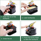 Little bird toothpick dispenser, creative push-type toothpick bird dispenser, toothpick holder. (black)