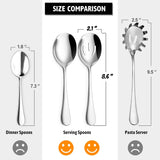 Conjunto de 8 colheres de servir - Inclui 4 colheres de servir e 4 colheres com fenda, utensílios de serviço de buffet de aço inoxidável 18/8 - polido espelhado, lavável na máquina de lavar louça, 8,6 polegadas 
