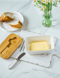 Large Butter Dish with Lid for Countertop Porcelain Butter Container,Double Silicone Seal Butter Dishes with Covers for West or East Coast Butter