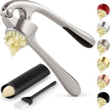 Premium Garlic Press with Soft Easy-Squeeze Ergonomic Handle, Sturdy Design Extracts More Garlic Paste Per Clove, Garlic Crusher for Nuts & Seeds, Professional Garlic Mincer & Ginger Press